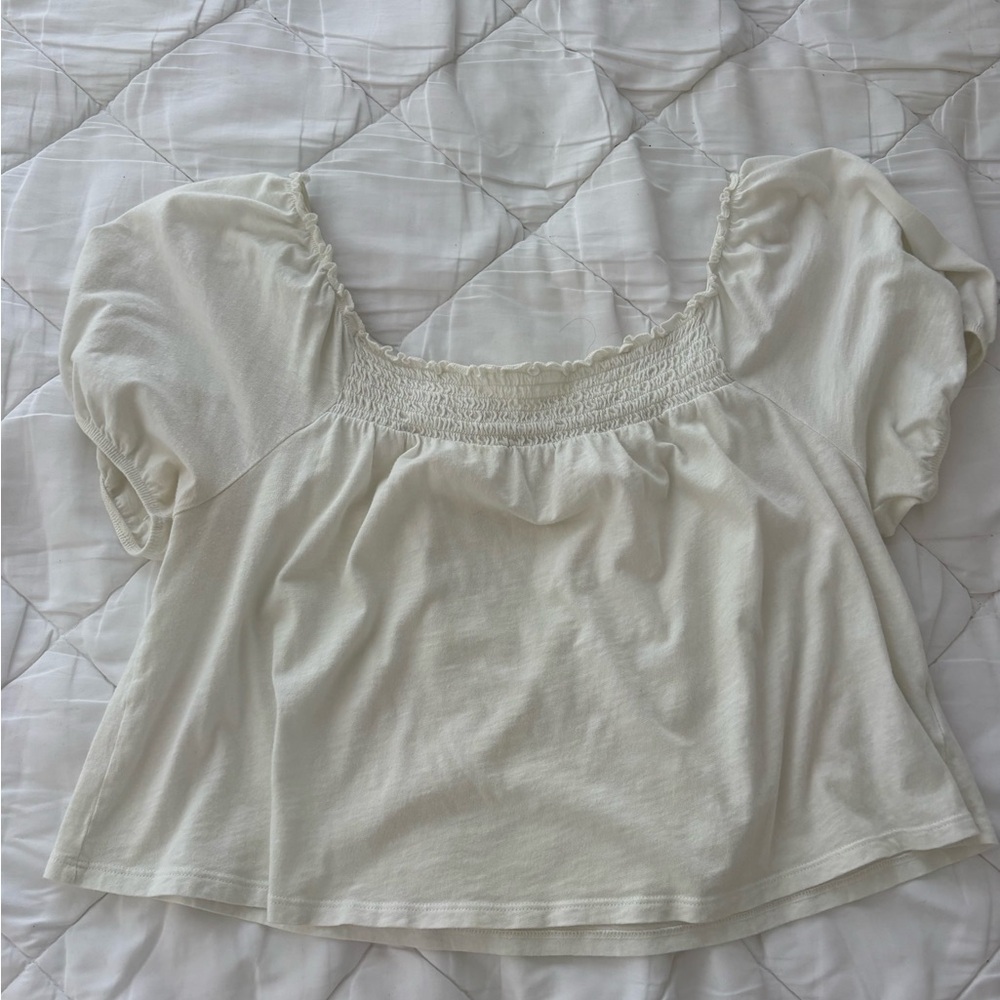 American Eagle Outfitters Cream Puff Sleeve Blouse
